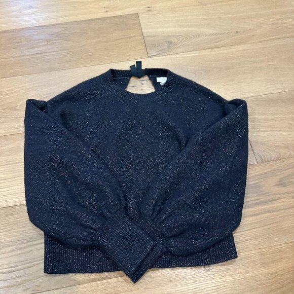 Black Sparkle Puff Sleeve Sweater - Picture 1 of 2